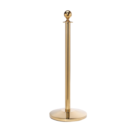 QUEUE SOLUTIONS RopeMaster 351, Crown Top, Sloped Base, Satin Brass Finish PRB351-SB